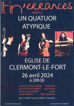 Quatuor le 26 avril à l'église Clermont-le-Fort